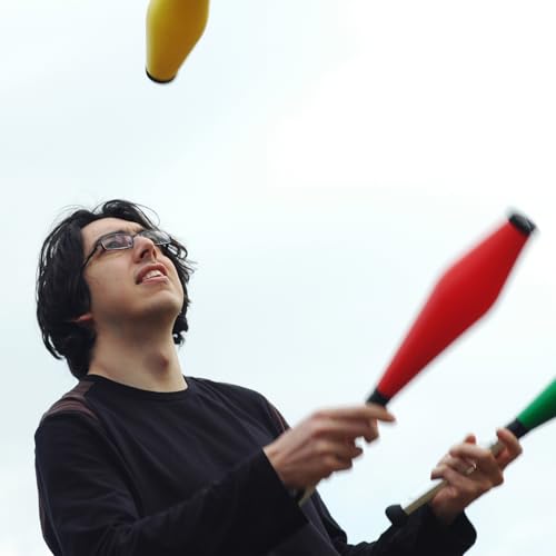 3PCS 16.5 Inch Juggling Clubs, Green, Yellow, and Red Juggling Pins Training Acrobatic Stick Toy Juggling Sticks for Skill-Building & Coordination, Suitable for Circus Performances & Family Activity