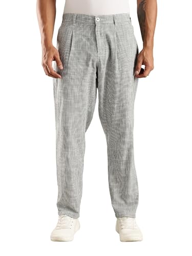 Image of Thomas Scott Men's | Stripes Printed | Premium Linen Blend | Slim Fit | Casual | Chinos | Trouser for Mens