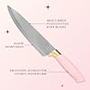 Paris Hilton 12-Piece Knife Set with Block, High-Carbon Stainless Steel Cutlery, Precision Blades and Ergonomic Handles, Pink