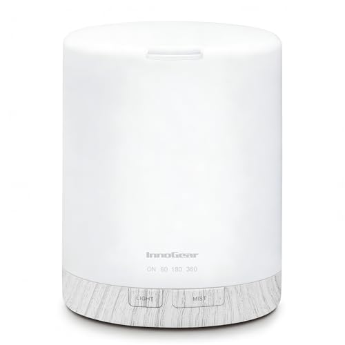 InnoGear 500ML Essential Oil Diffuser, Premium 5-in-1 Ultrasonic Aromatherapy Diffusers Scent Humidifier Aroma Diffuser Vaporizer Auto-Off Timer for Room Office Home, White, Large