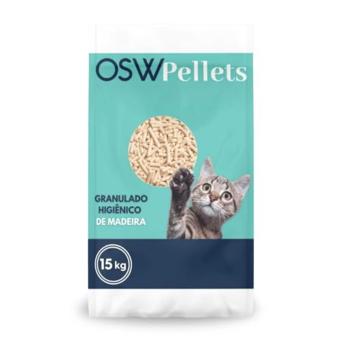 Granulado Higiênico De Madeira Para Gatos Osw Pellets 15Kg, Granulado De Madeira Para Gatos, Granulado Sanitário, Woods Natural Ecológico Biodegradável