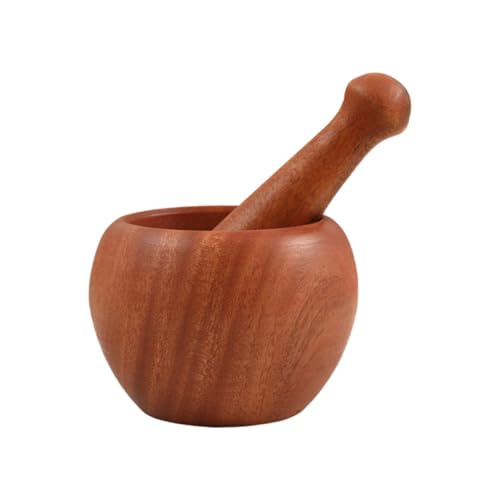 Mortero de ajo de madera con superficie lisa artesanal para el hogar