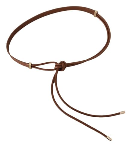 Women PU Leather Tie Rope Belt Double Strap Skinny Belts