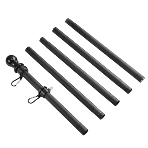 Support drapeau mât télescopique acier noir mat réglable 1.8m - 2