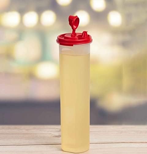 Tupperware Plastic Mega Magic Flow Oil Can 1.1 Litre Capacity, Red