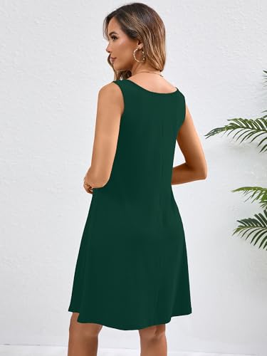 Image of KORSIS Summer Dress for Women Casual T Shirt Tank Dresses Sleeveless Swing Flowy Ladies Beach Vacation Sundress with Pocket