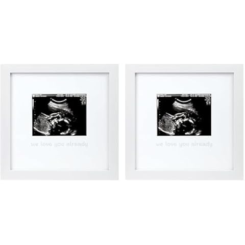 tiny ideas We Love You Already Sonogram Sentiment Keepsake Frame, Baby Announcement Frame, White (Pack of 2) Cover