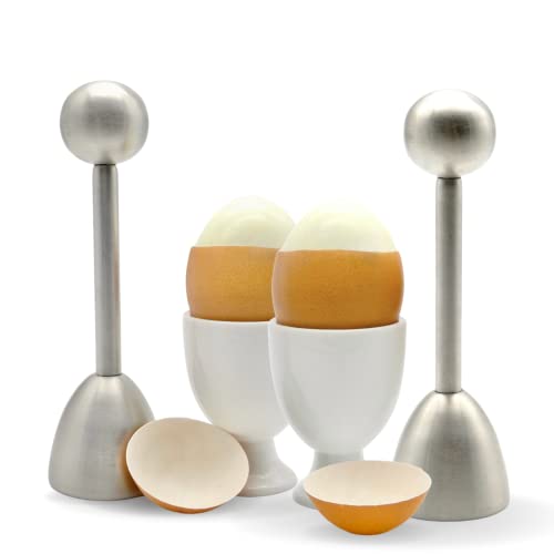 ICO Stainless Steel Egg Toppers - Perfect Opener for Soft & Hard Boiled Eggs - Pack of 2