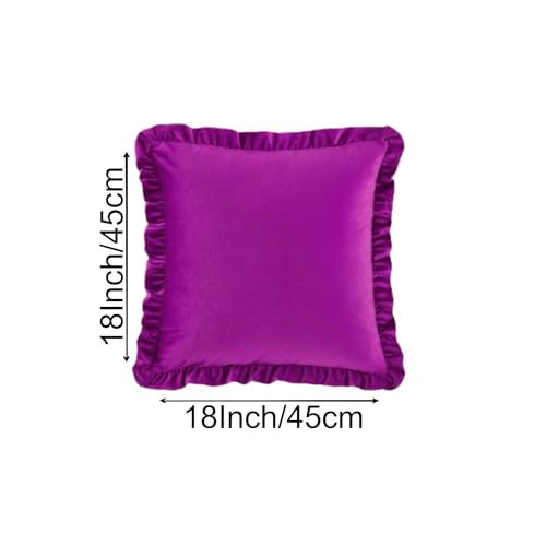 Image of Amazon Brand - Umi Velvet Purple 18x18 Pillow Covers, Set of 2 Decorative Ruffle Cushoin Pillow Covers for Sofa Couch