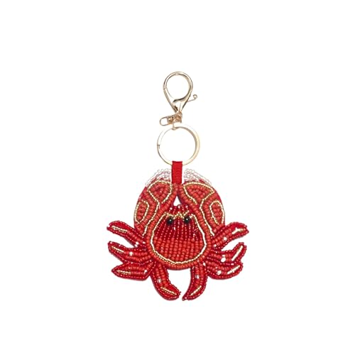 MANGMAO Beaded Cute Bag Charms Y2k Beach Keychain Accessories Summer Handbag Purse Charm Cutecore Preppy Aesthetic Stuff (Crab Red)