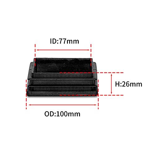 Image of Flyshop 100 x 100 mm, 3.94 inch x 3.94 inch Black Plastic Hole Plugs Square Tubing End Caps Tube Inserts Durable Furniture Glide for Chair Table Stool Leg 8 Pack
