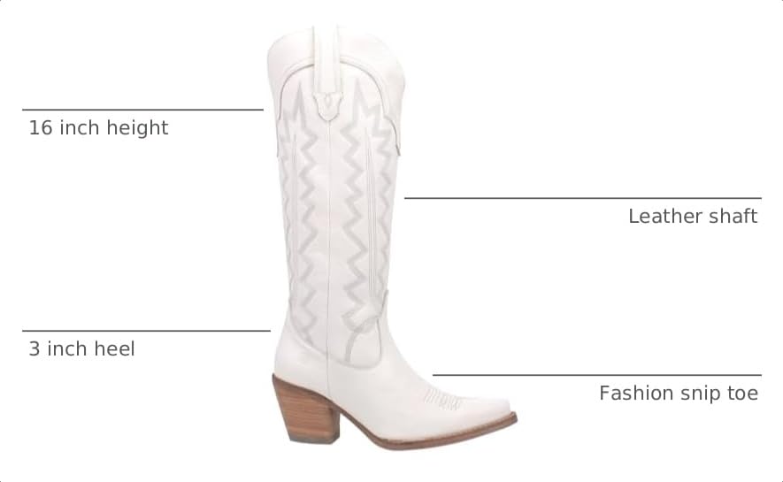 Image of Dingo Womens High Cotton Embroidery Snip Toe Casual Boots Knee High Mid Heel 2-3 inch
