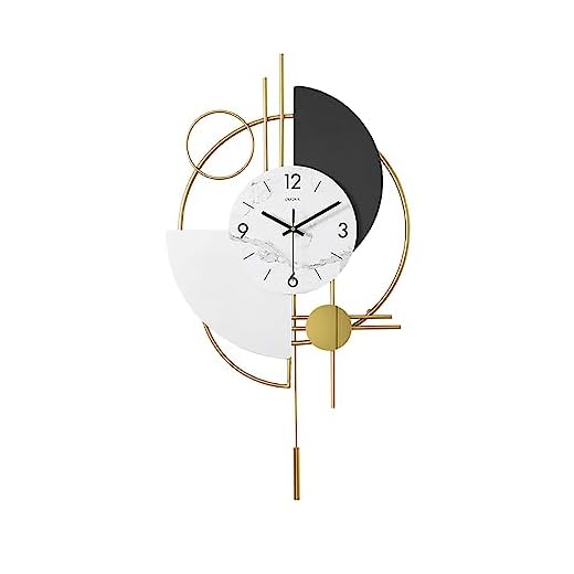 homary Modern 16.5 Inch Clocks for Living Room, Decorative Gold Wall Clocks, 3D Round Big Wall Clock, Pendulum Geometric Mute Metal Digital Home Clock