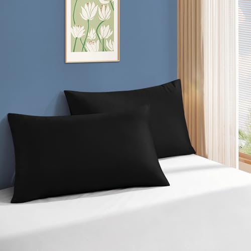 Image of Sycoodeal Standard Size Bed Pillows for Sleeping 4 Pack,Luxury Hotel Pillows,Comfortable and Supportive,Machine Washable,Suitable for Stomach,Back and Side Sleepers(Black)