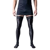Men's Sissy High Over Knee Socks, Femboy Thigh High Oil Shiny Stockings, for Cross-dressing Exploring your feminine side. (Black)
