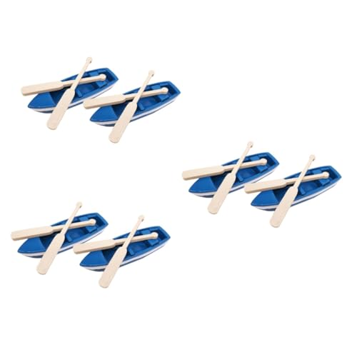 SUPVOX 6 Juegos Modelo De Resina Bote Canoas Jugar Juguetes De Baño Decoración del Océano Decoración Playera Figuritas Escena Sombrilla De Playa Flotante Insumergible Blue De Madera
