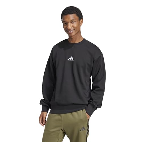 adidas Men's Essentials Feel Cozy Fleece Sportswear Sweatshirt, Black/White, X-Large