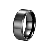 TIEHOKTW Anillos de boda y compromiso para hombre, multicolor, de acero inoxidable de 8 mm, lisos, cepillados, anillos de promesa y bandas grabadas para él, Z, Metal, Sin piedra preciosa