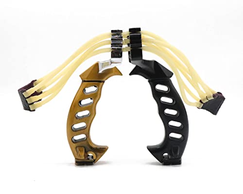 AUVIM Steinschleuder Set Hochgeschwindigkeits-Jagd Schleuder Katapult-Schleuder mit 200 Munitionsbällen und 4 Gummibändern für Kinder/Kinder/Erwachsene im Freien (Golden)