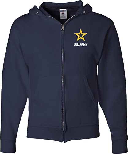 Buy Cool Shirts US Army Star Logo White Chest Print Full Zip Hoodie
