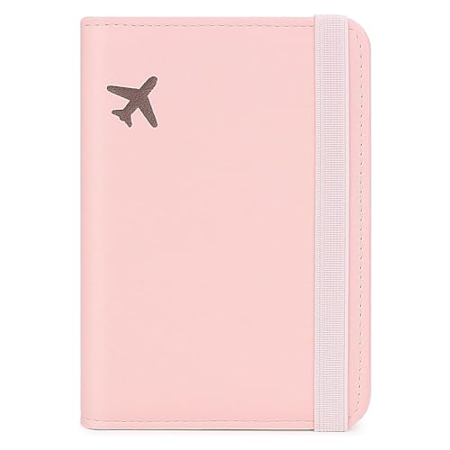 Image of ZOPPEN RFID Blocking Passport Holder for Travel - PU Leather Waterproof Lightweight Passport Cover Wallet for Women Men, Travel Organizer with Card Slots for Airline Tickets & Passport Book, Pink