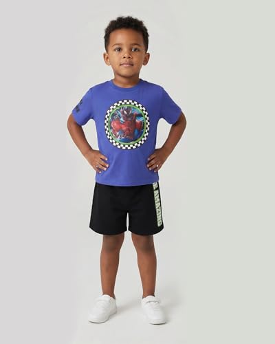 Image of Marvel Spider-Man Boys T-Shirt and Shorts Outfit Set - Holographic Shirt featuring Hulk, Captain America & Superheroes
