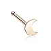Rose Gold Colored Dainty Crescent Moon Icon Nose Stud Ring - Sold as a Pair