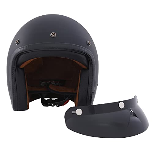 Image of Harssidanzar Open Face Motorcycle Helmet DOT Approved Vintage Helmet CU601