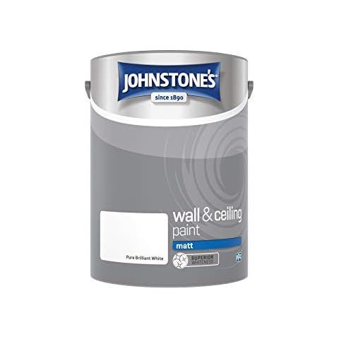 Johnstone's - Wall & Ceiling Paint - Pure Brilliant White - Matt Finish - Emulsion Paint - Fantastic Coverage - Easy to Apply - Dry in 1-2 Hours - 12m2 Coverage per Litre - 5L Cover