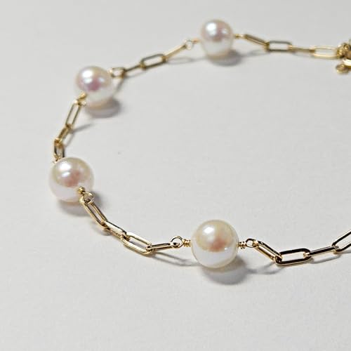 Japanese 5.5mm Akoya Cultured Pearl Bracelet for Women with 18K Yellow Gold | Elegant Design Excellent Gift | Pearl Bracelet4