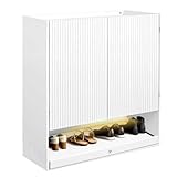 ALBASTOON Shoe Cabinet, 5-Tier Shoe Storage Organizer with Doors, Wooden Shoe Cabinet Storage for Entryway, (White)