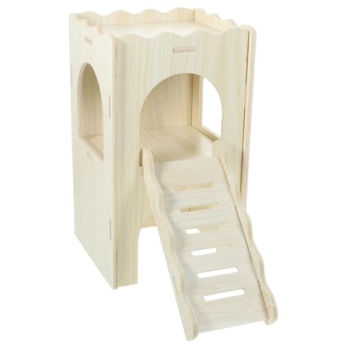 Abaodam Hamster Hideout House Wooden Shelter for Animals with Ramp Guinea Pig Habitat for Hamsters Chinchillas Reusable Nest for Play Sleep