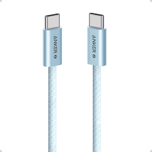 Anker Zolo Cabo USB-C para USB-C (tipo C), 240W de Carregamento Rápido, Trançado e Livre de Sujeira, Conector Fino, para iPhone Série 15/16/17, Xiaomi,Samsung, MacBook (1,0 m,azul)
