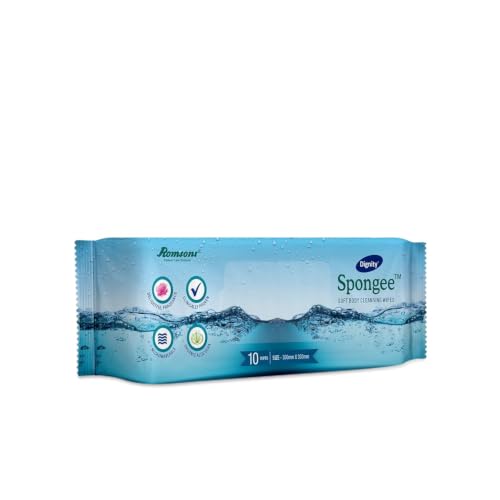 Image of Dignity Spongee Soft Body Cleansing Wet Wipes for Adult, 300x300 mm (Pack of 1) 10 Wipes