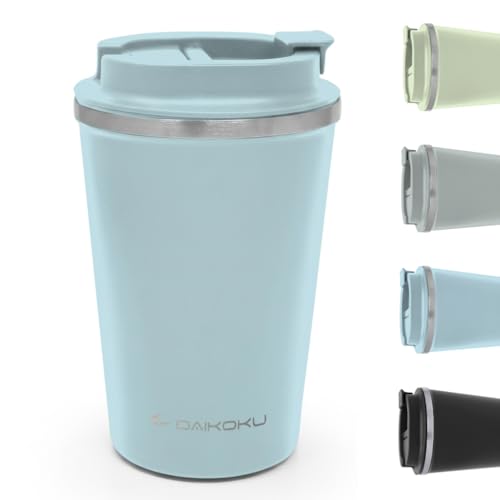 Daikoku Vaso Termico Hermetico 350ml Acero Inoxidable | Tapón Rosca Antigoteo y Antifugas | Doble Pared Aislante Sin BPA | Bebidas Frías 12h y Calientes 5h | Color Azul