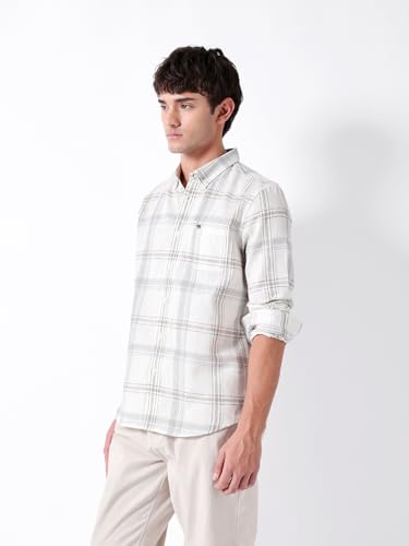 Image of THE BEAR HOUSE Men Cotton Checked Slim Fit Casual Shirt