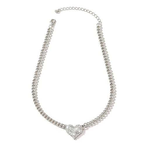 Sora Tuki Heart Necklaces for Women Chunky Necklace Cuban Link Chain Heart Pendant Thick Statement Necklace for Women Fashion Chunky Jewelry