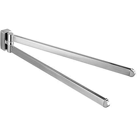 BGL Swivel Towel Bar Brushed Nickel,Two Arms Wall Mount Towel Hanger Holder for Bathroom Organizer Cover