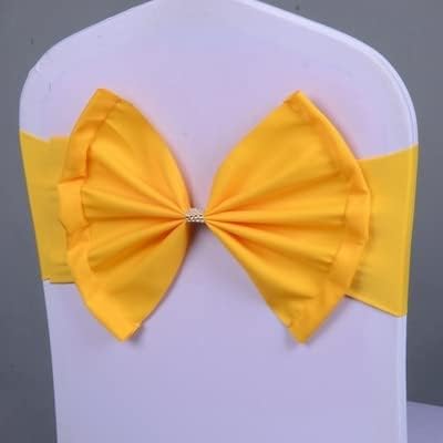 Wedding Chair Sash Bow Tie Spandex Chair Band Sash Butterfly Bow Tie Wedding Decoration Hotel Banquet Party Light Brown (Yellow)