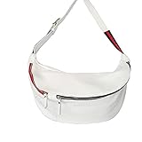Estructura: Suave Bolso riñonera grande mujer Bandolera Riñonera Hombro Mochila Bolso pechó mujer piel auténtica Italianos suave Marcello Ganza Roma Handmade (Blanco)