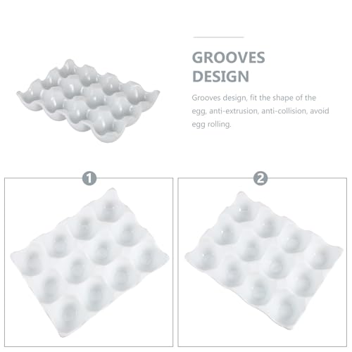 Contenedor para huevos de cerámica blanco de 12 compartimentos estable 3