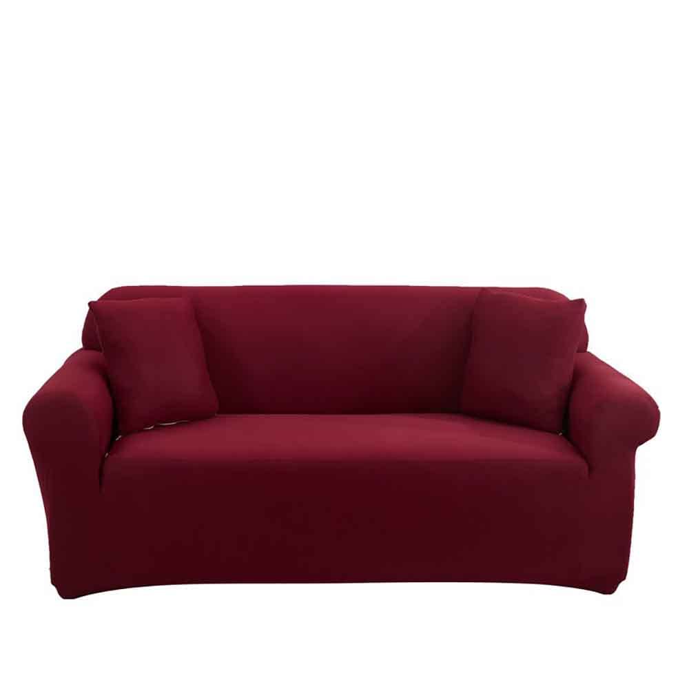 Housse de canapé extensible bordeaux pour rénover une causeuse