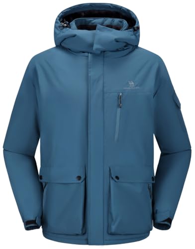 Recopilación de Ropa impermeable y de nieve para Hombre Top 10. 42 CAMEL CROWN - Chaquetas impermeables para hombre, chamarra de invierno, chamarra de nieve, de forro polar, cortavientos para exteriores, cortavientos, Azul, M