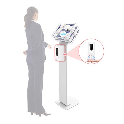 Image of Sanitizing Station Stand- CTA Premium Locking Heavy-Duty Secured Stand with Acrylic Glove, Mask Box & Contactless Soap /Hand Sanitizer Dispenser for Offices, Schools & Public Area, White (SAN-STT1W)