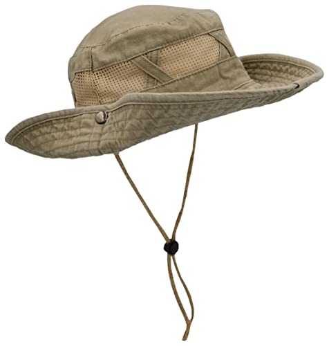 Boonie Sun Hat, Men Women Wide Brim Tactical Floppy Adjustable Outdoor Hiking, Fishing, Camping Cap (Mesh Strip - Olive) - Thumbnail 2