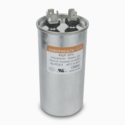 GOBOFWEALTH 45uF 45MFD ± 5% 370V CBB65 Circular Starting Capacitor, Used for Starting AC Motors and Cooling Fans or Stable Operation of air Conditioning Compressor condensers