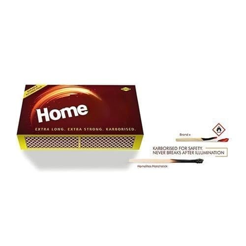 Image of Homelites Big Match Box Pack of 3 | Karborised 200-250 Large Match Sticks for Kitchen, Pooja & Craft | Extra Long, Extra Strong Matchsticks