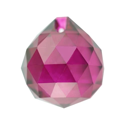 LKXHarleya Boules décoratives à facettes suspendues, Boule en Cristal de 40 mm pour Jardin, Bureau, Fuchsia