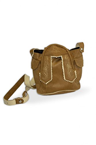 Preisvergleich Produktbild Mini Dirndltasche im Lederhosen-Style (Hellbraun)