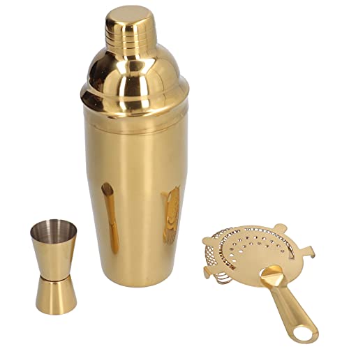 Juego de Barra de coctelera, Mezclador Profesional de Margaritas, coctelera y medidor de medición y Juego de colador, Kit de Herramientas de barware de Acero Inoxidable(Oro)